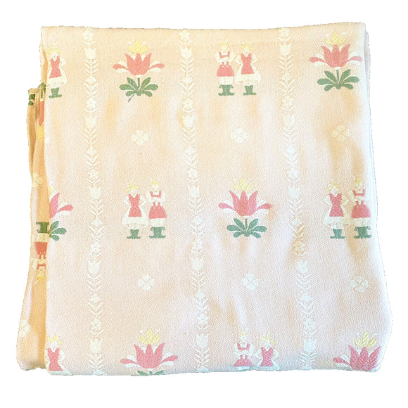 Vintage Bates Bedspread Pink Dutch Scandinavian Floral Design 84" x 90" - Picture 1 of 10